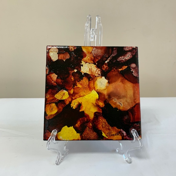 6''x6'' Original Alcohol Ink Tile by Joanne Kunath